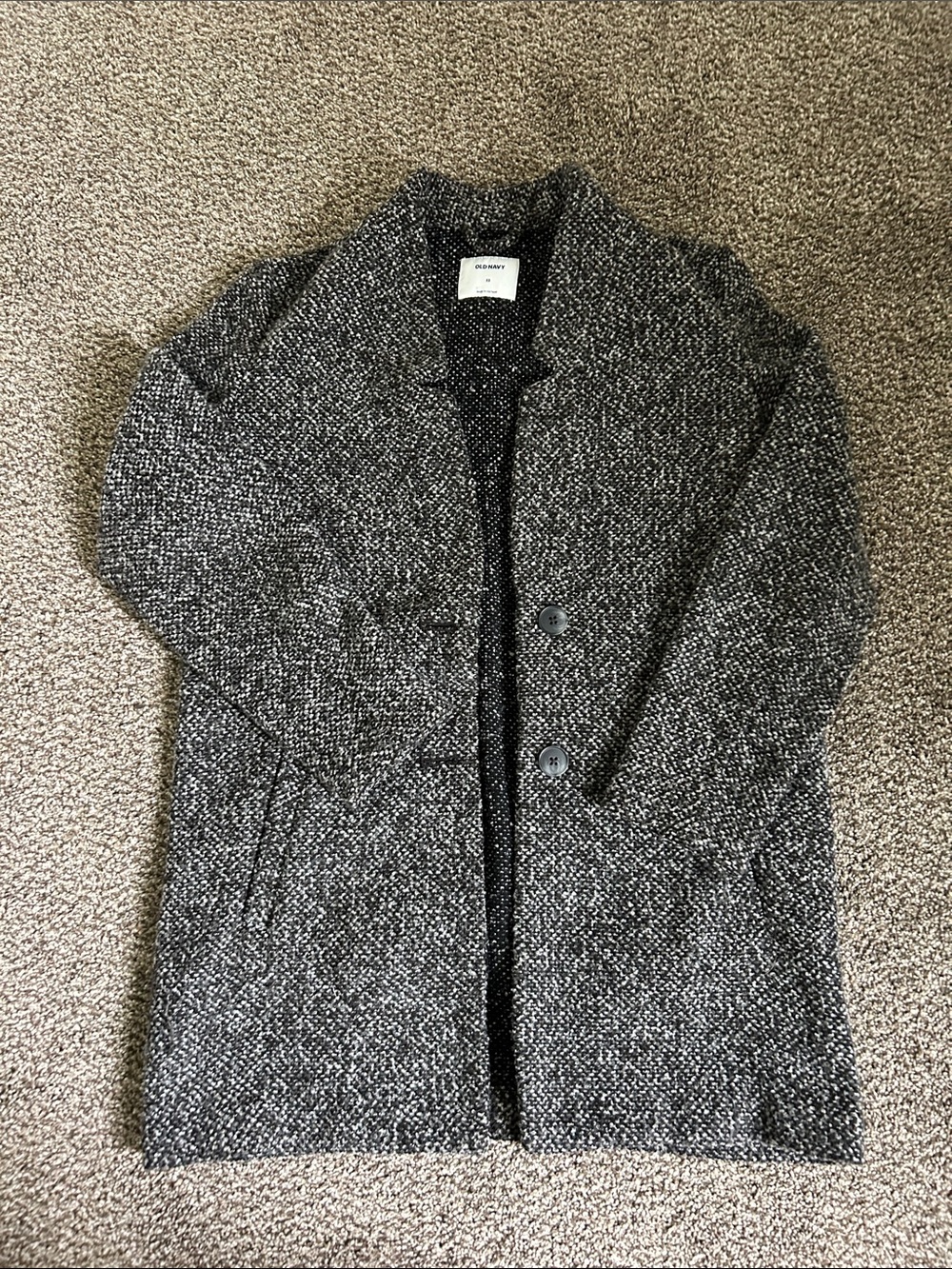 Old Navy Gray Tweed Pea Coat - Women's Two-Button Jacket